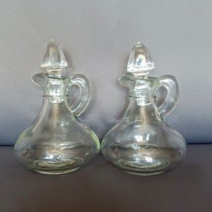 A Pair of Vintage Clear Glass Oil/Vinegar Cruets